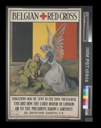 Affiche belge, Belgian Red Cross (Croix rouge de Belgique).  Conservée à l’Imperial War Museum